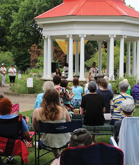 crowd watching speaker at event